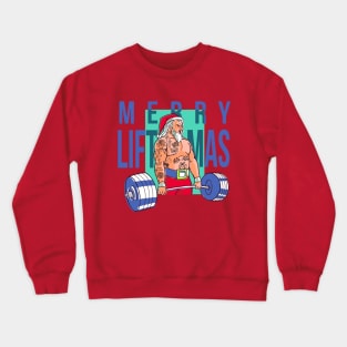 Merry Lift Mas Funny Christmas Tattooed Santa Crewneck Sweatshirt